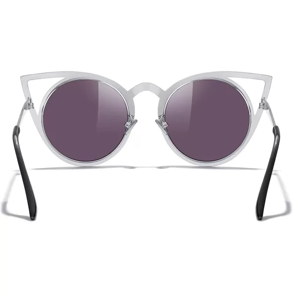 MERRYS Cat Eye Sunglasses Round Metal CutOut Flash Mirror Lens Sun glasses S8064Green