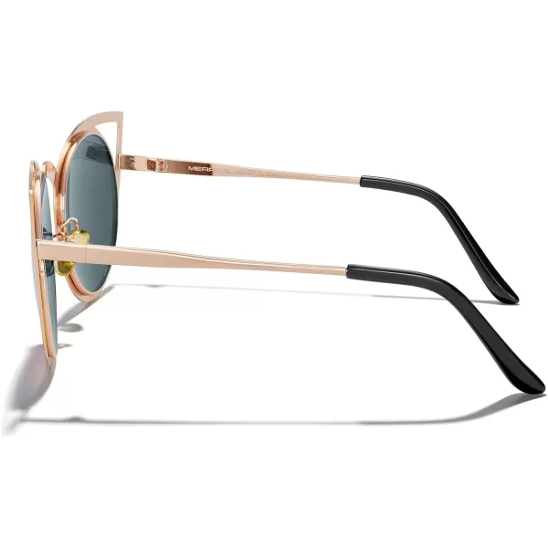MERRYS Cat Eye Sunglasses Round Metal CutOut Flash Mirror Lens Sun glasses S8064Pink