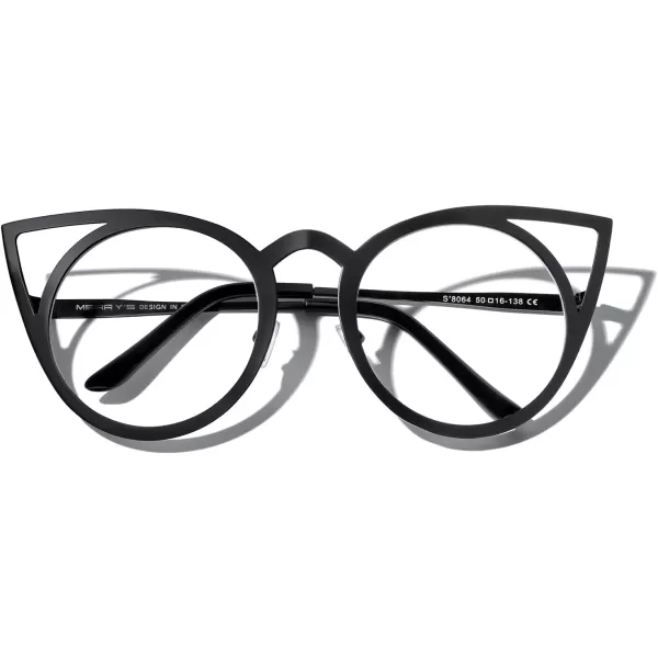 MERRYS Cat Eye Sunglasses Round Metal CutOut Flash Mirror Lens Sun glasses S8064Transparent
