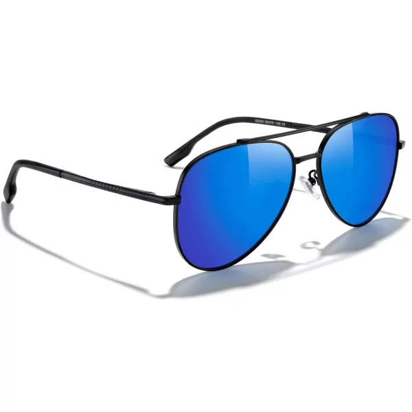 MERRYS Classic Mirrored Aviator Sunglasses for Men Women Polarized Driving Fishing Mens SunglassesBlack FrameBlue Mirror Lens