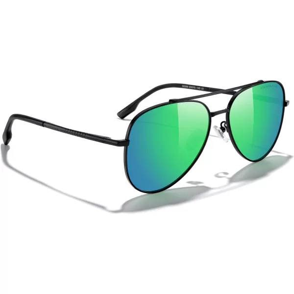 MERRYS Classic Mirrored Aviator Sunglasses for Men Women Polarized Driving Fishing Mens SunglassesBlack FrameGreen Mirror Lens