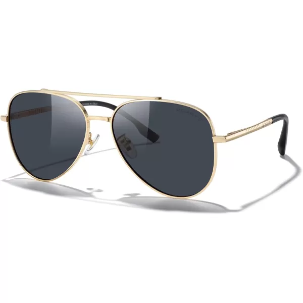 MERRYS Classic Mirrored Aviator Sunglasses for Men Women Polarized Driving Fishing Mens SunglassesGold FrameBlack Lens