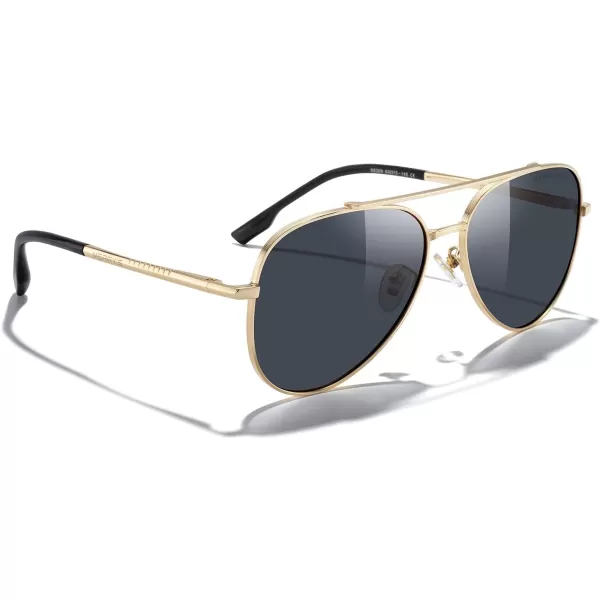 MERRYS Classic Mirrored Aviator Sunglasses for Men Women Polarized Driving Fishing Mens SunglassesGold FrameBlack Lens