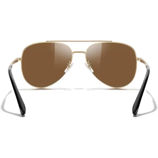 MERRYS Classic Mirrored Aviator Sunglasses for Men Women Polarized Driving Fishing Mens SunglassesGold FrameBrown Lens