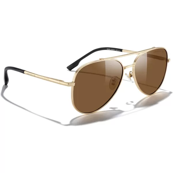 MERRYS Classic Mirrored Aviator Sunglasses for Men Women Polarized Driving Fishing Mens SunglassesGold FrameBrown Lens