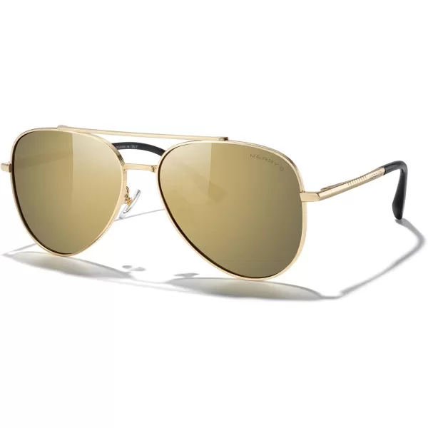 MERRYS Classic Mirrored Aviator Sunglasses for Men Women Polarized Driving Fishing Mens SunglassesGold FrameGold Mirror Lens