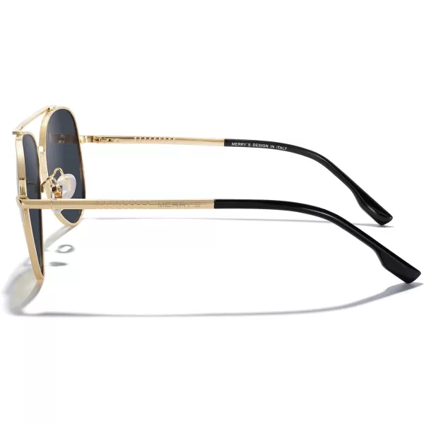 MERRYS Classic Mirrored Aviator Sunglasses for Men Women Polarized Driving Fishing Mens SunglassesGold FrameGold Mirror Lens