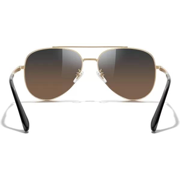MERRYS Classic Mirrored Aviator Sunglasses for Men Women Polarized Driving Fishing Mens SunglassesGold FrameGray Brown Lens
