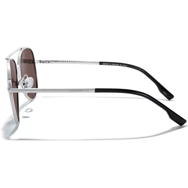 MERRYS Classic Mirrored Aviator Sunglasses for Men Women Polarized Driving Fishing Mens SunglassesSilver FrameBlue Mirror Lens