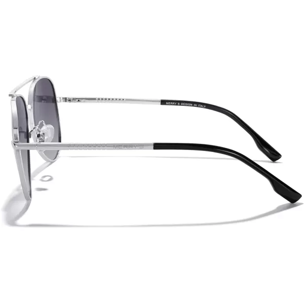 MERRYS Classic Mirrored Aviator Sunglasses for Men Women Polarized Driving Fishing Mens SunglassesSilver FrameGray Gradient Lens