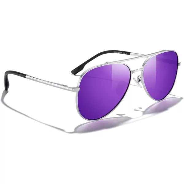 MERRYS Classic Mirrored Aviator Sunglasses for Men Women Polarized Driving Fishing Mens SunglassesSilver FramePurple Mirror Lens