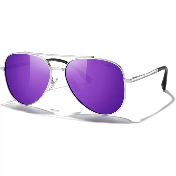 MERRYS Classic Mirrored Aviator Sunglasses for Men Women Polarized Driving Fishing Mens SunglassesSilver FramePurple Mirror Lens
