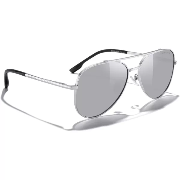 MERRYS Classic Mirrored Aviator Sunglasses for Men Women Polarized Driving Fishing Mens SunglassesSilver FrameSilver Mirror Lens