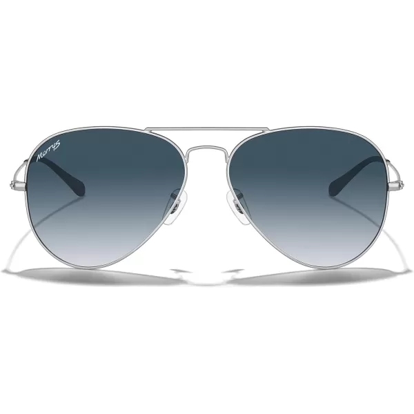 MERRYS Classic Polarized Aviator Sunglasses for Men Women S6025Matte Chrome FrameBlue Gradient Lens