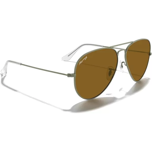 MERRYS Classic Polarized Aviator Sunglasses for Men Women S6025Military Olive FrameBrown Lens