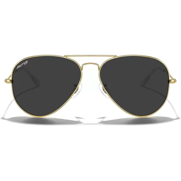 MERRYS Classic Polarized Aviator Sunglasses for Men Women S6025Polished Gold FrameBlack Lens