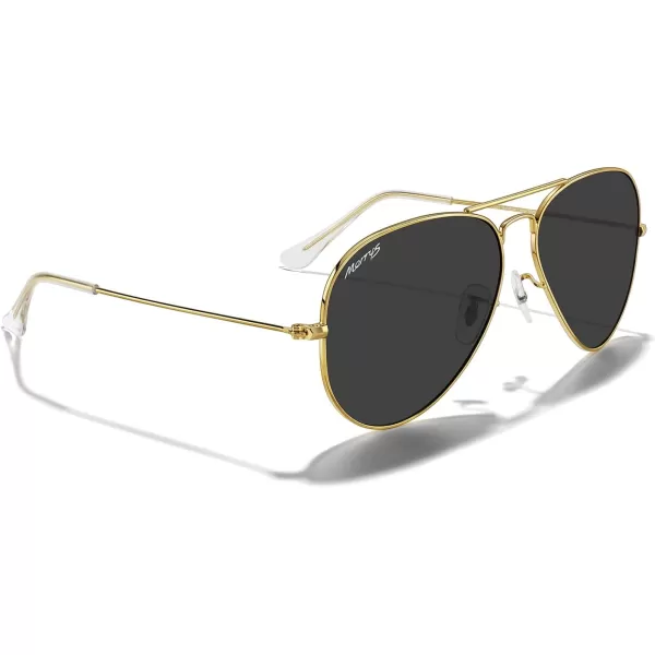 MERRYS Classic Polarized Aviator Sunglasses for Men Women S6025Polished Gold FrameBlack Lens