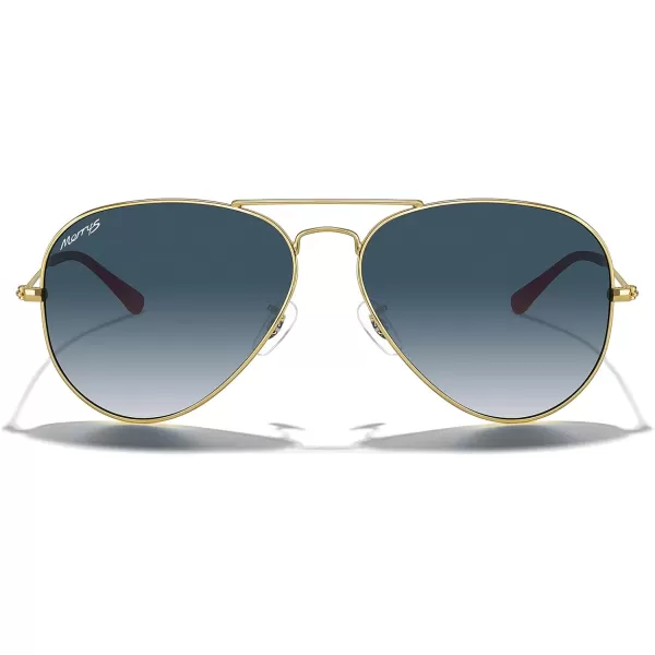 MERRYS Classic Polarized Aviator Sunglasses for Men Women S6025Polished Gold FrameBlue Gradient Lens