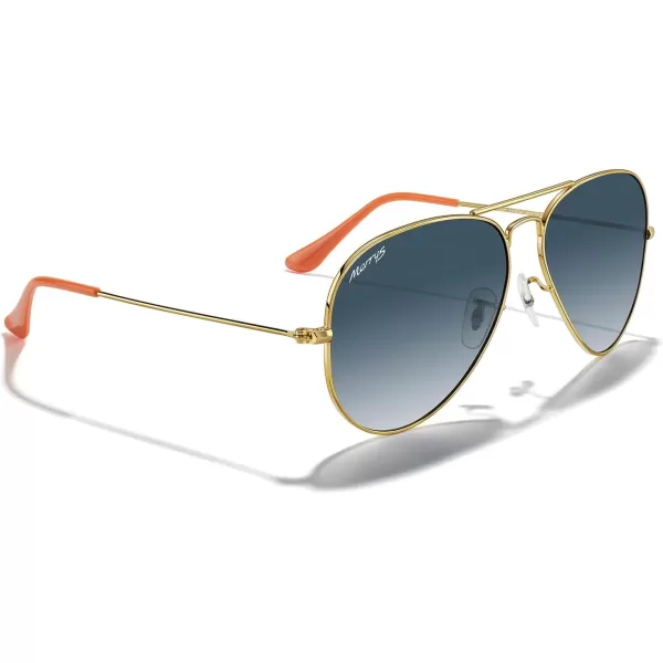 MERRYS Classic Polarized Aviator Sunglasses for Men Women S6025Polished Gold FrameBlue Gradient Lens