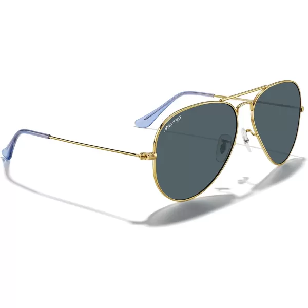 MERRYS Classic Polarized Aviator Sunglasses for Men Women S6025Polished Gold FrameBlue Lens