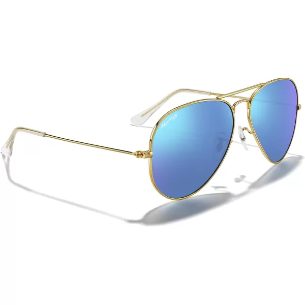 MERRYS Classic Polarized Aviator Sunglasses for Men Women S6025Polished Gold FrameBlue Mirror Lens