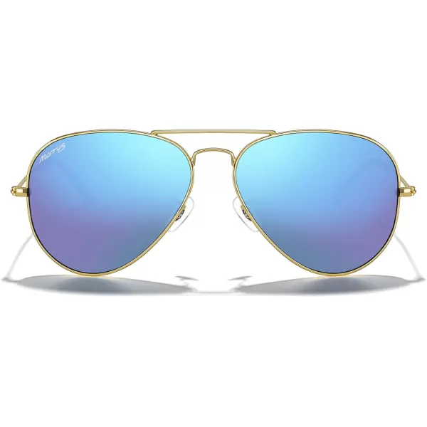 MERRYS Classic Polarized Aviator Sunglasses for Men Women S6025Polished Gold FrameBlue Mirror Lens