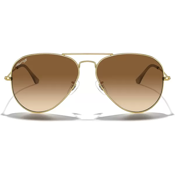 MERRYS Classic Polarized Aviator Sunglasses for Men Women S6025Polished Gold FrameBrown Gradient Lens