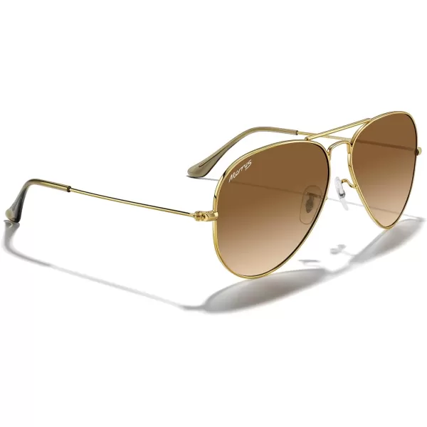 MERRYS Classic Polarized Aviator Sunglasses for Men Women S6025Polished Gold FrameBrown Gradient Lens