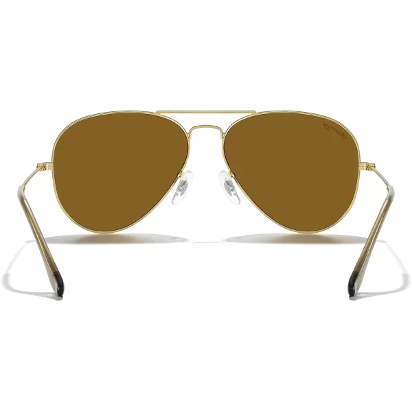 MERRYS Classic Polarized Aviator Sunglasses for Men Women S6025Polished Gold FrameBrown Lens