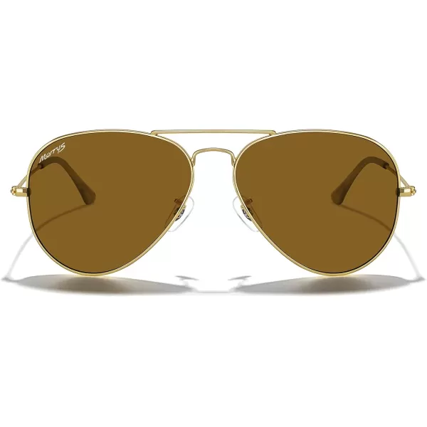 MERRYS Classic Polarized Aviator Sunglasses for Men Women S6025Polished Gold FrameBrown Lens
