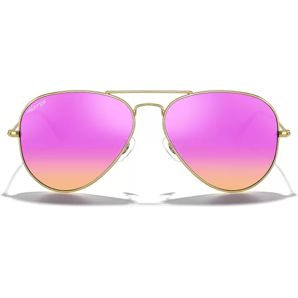 MERRYS Classic Polarized Aviator Sunglasses for Men Women S6025Polished Gold FrameCyclamen Lens