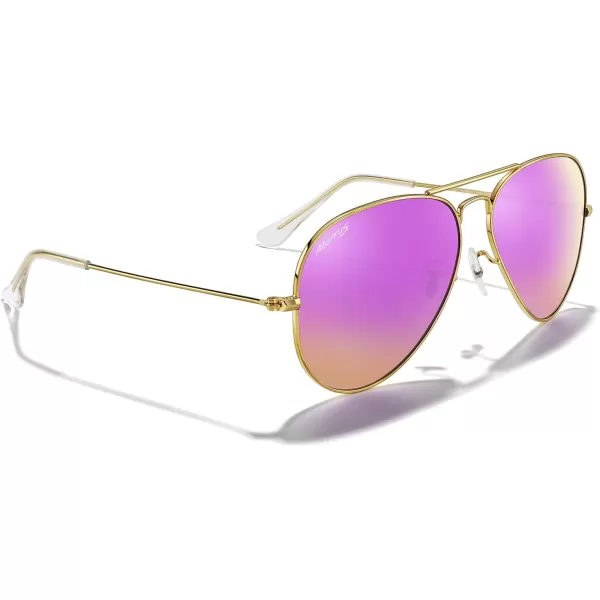 MERRYS Classic Polarized Aviator Sunglasses for Men Women S6025Polished Gold FrameCyclamen Lens