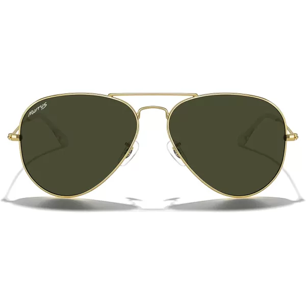 MERRYS Classic Polarized Aviator Sunglasses for Men Women S6025Polished Gold FrameG15 Lens