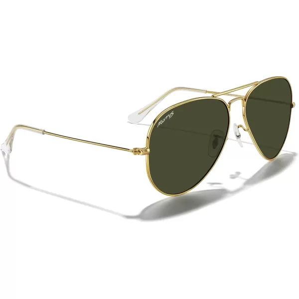 MERRYS Classic Polarized Aviator Sunglasses for Men Women S6025Polished Gold FrameG15 Lens
