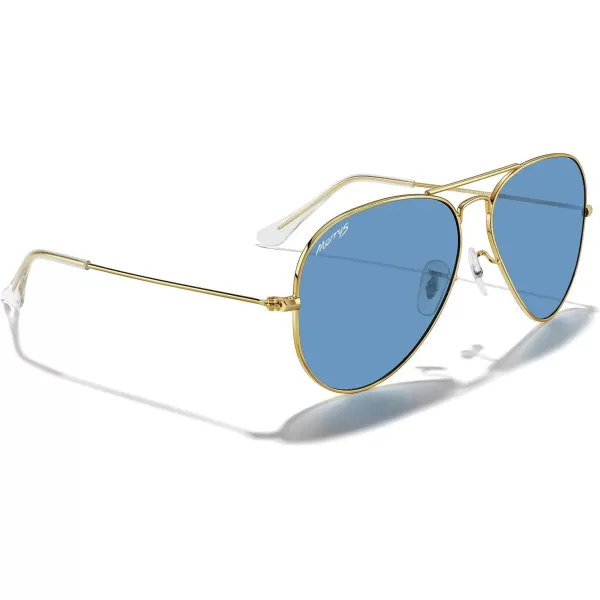 MERRYS Classic Polarized Aviator Sunglasses for Men Women S6025Polished Gold FrameLight Blue Lens