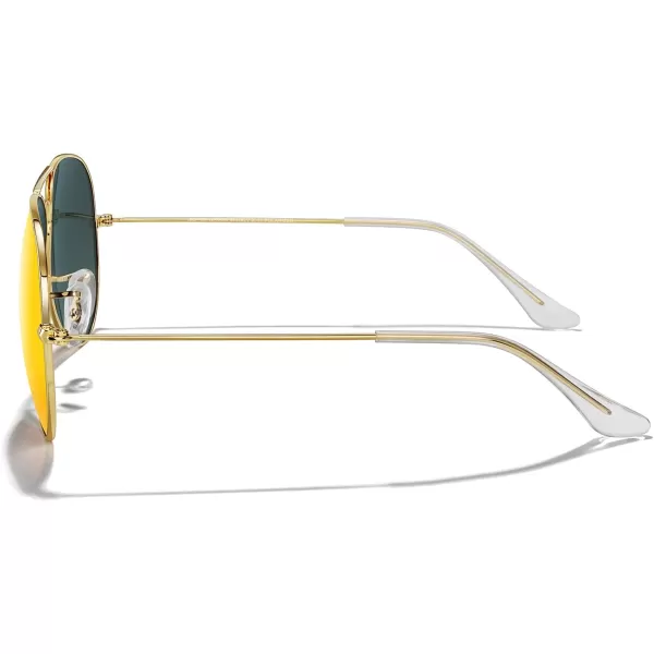 MERRYS Classic Polarized Aviator Sunglasses for Men Women S6025Polished Gold FrameOrange Mirror Lens