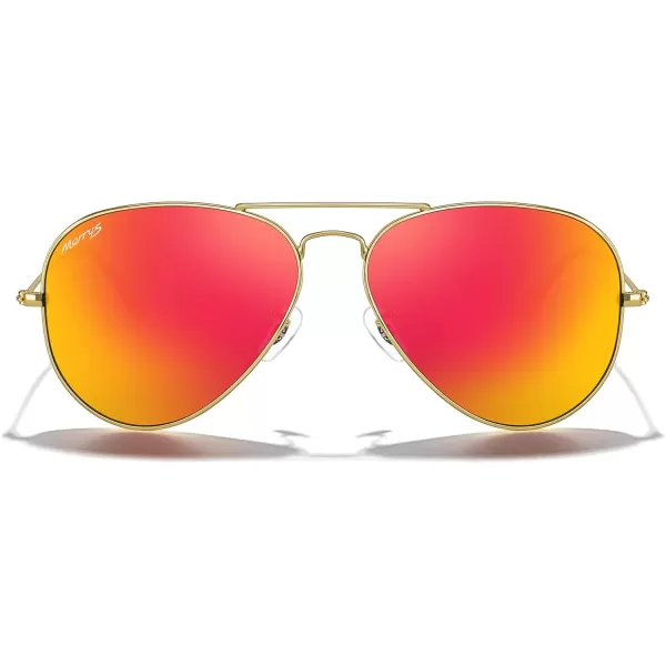 MERRYS Classic Polarized Aviator Sunglasses for Men Women S6025Polished Gold FrameOrange Mirror Lens