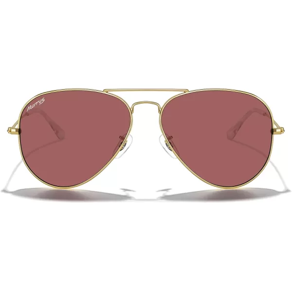 MERRYS Classic Polarized Aviator Sunglasses for Men Women S6025Polished Gold FrameViolet Lens
