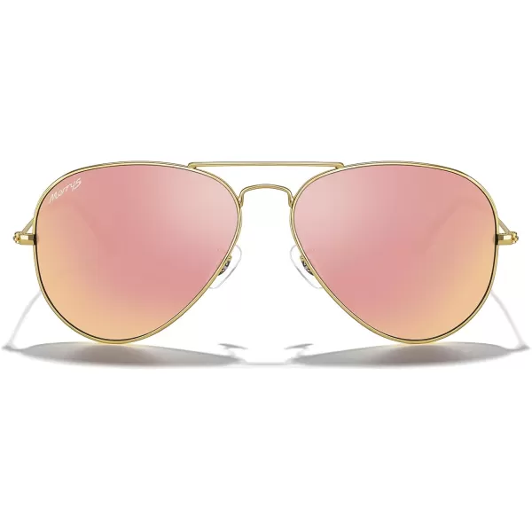 MERRYS Classic Polarized Aviator Sunglasses for Men Women S6025Rose Gold FrameCopper Lens