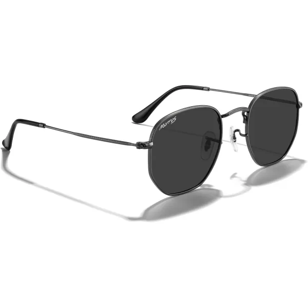 MERRYS Classic Polarized Sunglasses for Women Men Vintage Polygon Square Shades S6548Gunmetal FrameBlack Lens