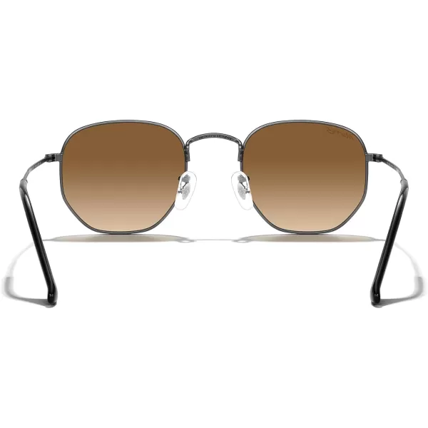 MERRYS Classic Polarized Sunglasses for Women Men Vintage Polygon Square Shades S6548Gunmetal FrameBrown Gradient Lens