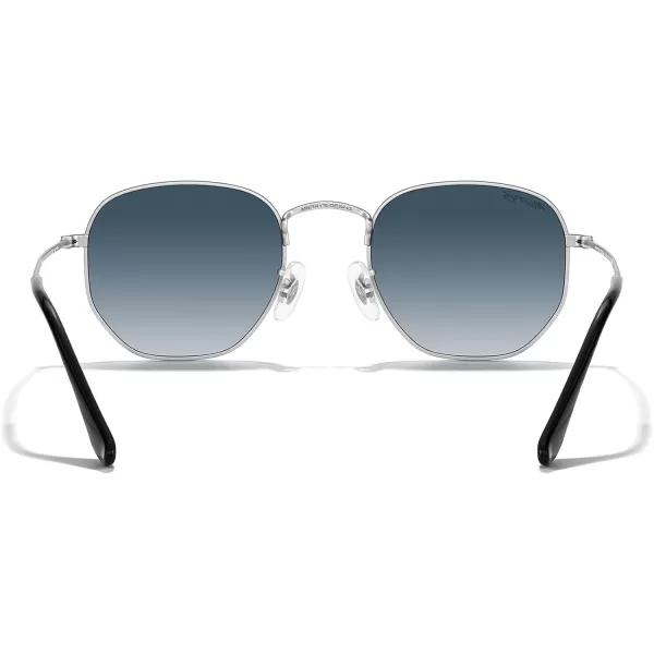 MERRYS Classic Polarized Sunglasses for Women Men Vintage Polygon Square Shades S6548Matte Chrome FrameBlue Gradient Lens