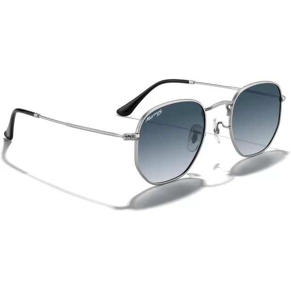 MERRYS Classic Polarized Sunglasses for Women Men Vintage Polygon Square Shades S6548Matte Chrome FrameBlue Gradient Lens