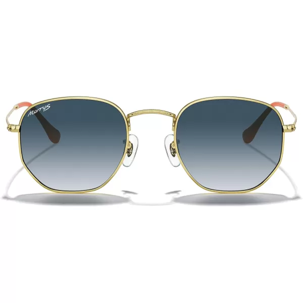 MERRYS Classic Polarized Sunglasses for Women Men Vintage Polygon Square Shades S6548Polished Gold FrameBlue Gradient Lens