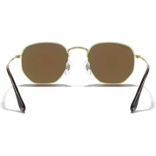 MERRYS Classic Polarized Sunglasses for Women Men Vintage Polygon Square Shades S6548Polished Gold FrameBlue Mirror Lens