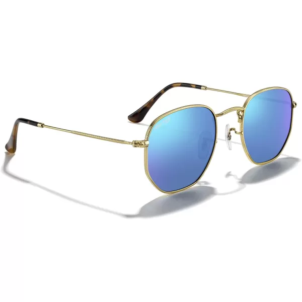 MERRYS Classic Polarized Sunglasses for Women Men Vintage Polygon Square Shades S6548Polished Gold FrameBlue Mirror Lens