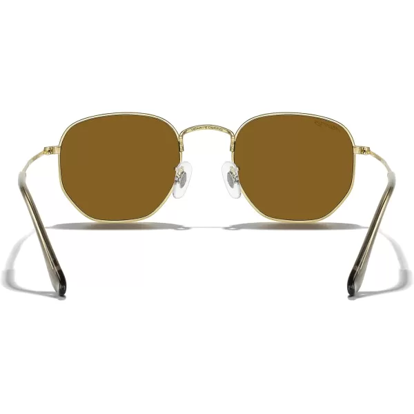 MERRYS Classic Polarized Sunglasses for Women Men Vintage Polygon Square Shades S6548Polished Gold FrameBrown Lens