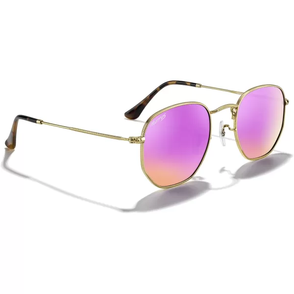 MERRYS Classic Polarized Sunglasses for Women Men Vintage Polygon Square Shades S6548Polished Gold FrameCyclamen Lens