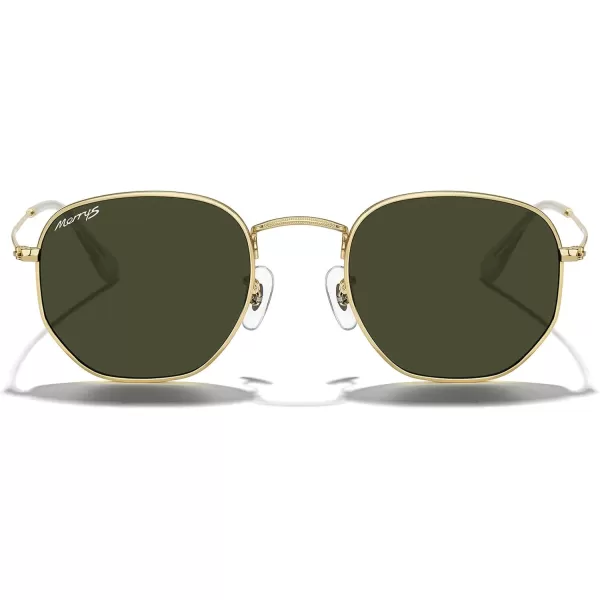MERRYS Classic Polarized Sunglasses for Women Men Vintage Polygon Square Shades S6548Polished Gold FrameG15 Lens