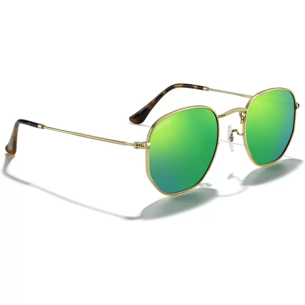 MERRYS Classic Polarized Sunglasses for Women Men Vintage Polygon Square Shades S6548Polished Gold FrameGreen Mirror Lens